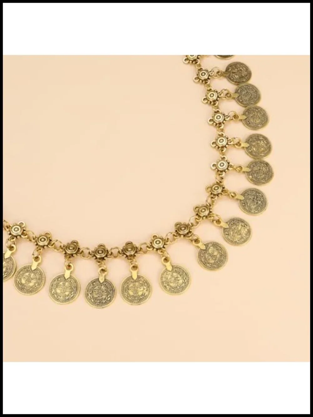 Metal Chain Belt with Coin Pendant, Adjustable Waist Belt for Dresses